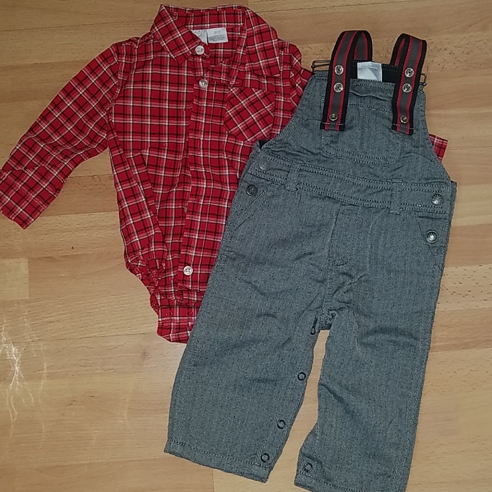 Koala baby blouse and overall suspenders